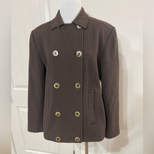 Harve Benard Dark Brown Double-Breasted Pea Coat